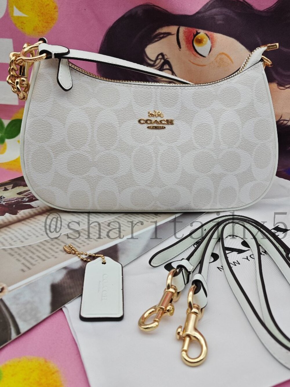 ✨✨coach Teri Shoulder Bag In Signature Canvas white